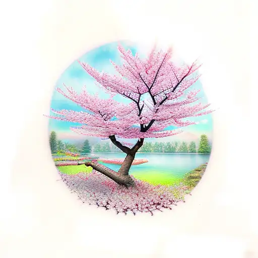 cherry blossom tree tattoo design idea