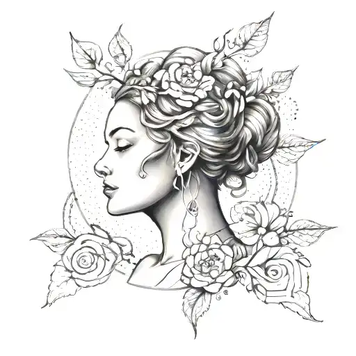 Create a tattoo featuring a powerful maternal figure, like a goddess of fertility or a nurturing mother, to symbolize your desire to have a child tattoo design idea