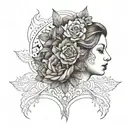 Create a tattoo featuring a powerful maternal figure, like a goddess of fertility or a nurturing mother, to symbolize your desire to have a child tattoo design idea