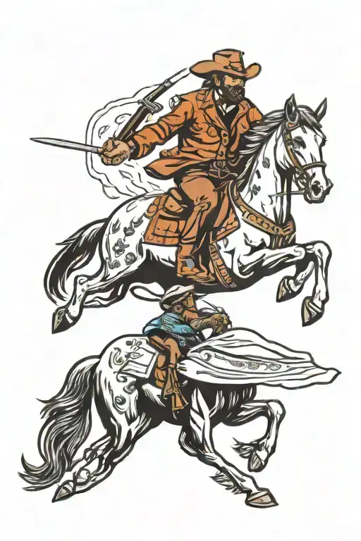 Arthur Morgan riding a horse tattoo design idea