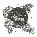 starry sky with constellation Sagittarius Aries and Libra tattoo design idea