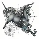starry sky with constellation Sagittarius Aries and Libra tattoo design idea