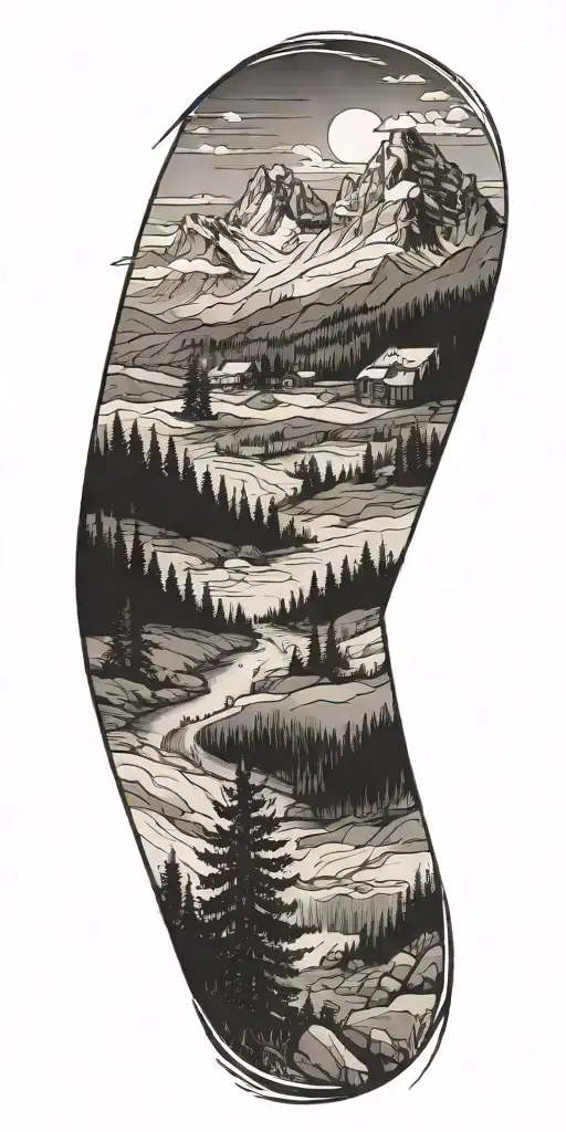 winter landscape to a summer landscape  tattoo design idea