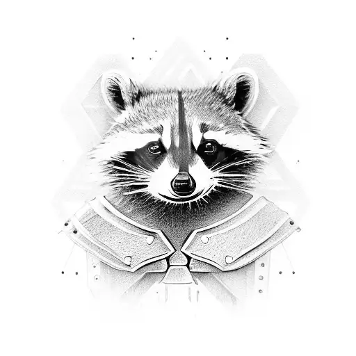 A 3D model of a raccoon wearing Spartan armor tattoo design idea