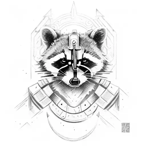 Raccoon as a Spartan warrior tattoo design idea