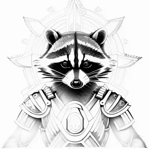 Raccoon as a Spartan warrior tattoo design idea