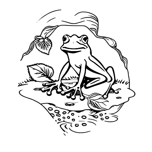 frog with rasberry tattoo design idea