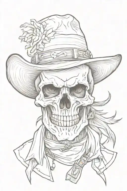 western skull cowboy  tattoo design idea