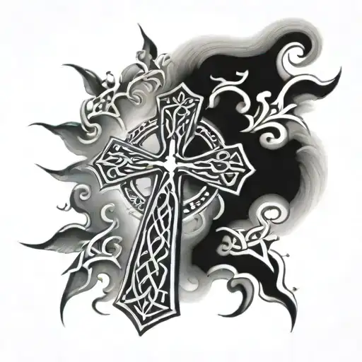 sleeve tattoo with a 4 inch Celtic cross on the middle of your forearm  tattoo design idea