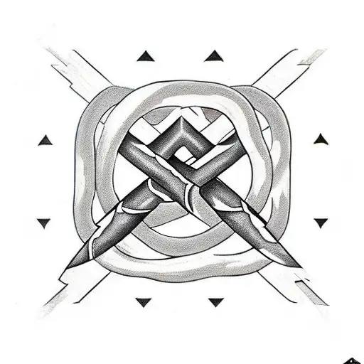 one black and white snake intertwined to form the shape of an arrow. the snakes mouths is the arrowhead tattoo design idea