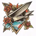 paper plane water and heart tattoo design idea