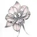 A tattoo of a violet and primrose flowers with seven delicate petals. tattoo design idea