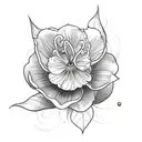 A tattoo of a violet and primrose flowers with seven delicate petals. tattoo design idea