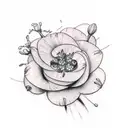 A tattoo of a violet and primrose flowers with seven delicate petals. tattoo design idea