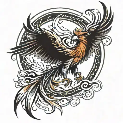 create a masculine and unique Phoenix for men tattoo tattoo design idea
