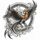 create a masculine and unique Phoenix for men tattoo tattoo design idea