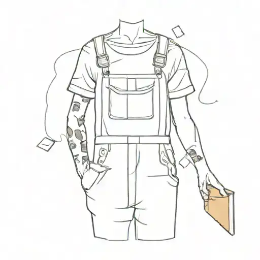 cigarettes scattered with bib overalls surrounded tattoo design idea