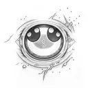 itachi de naruto con los Ojos rojos y el resto en blanco y negro en puntillismo tattoo design idea