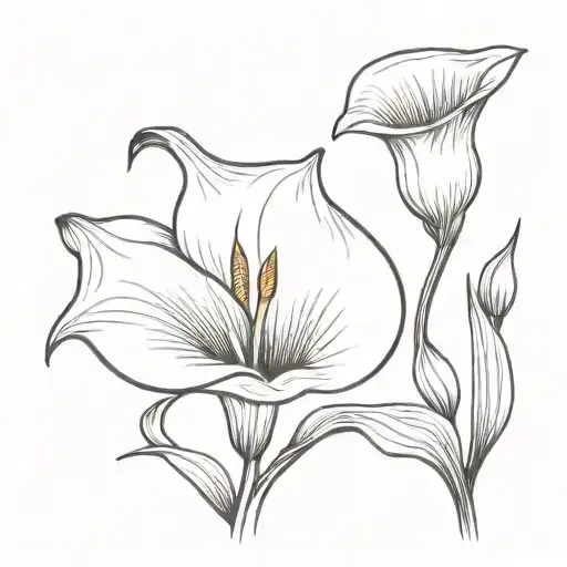 Calla lily elegant long stem  tattoo design idea