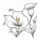 Calla lily elegant long stem  tattoo design idea