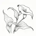 Calla lily elegant long stem  tattoo design idea