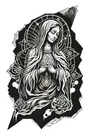 crying Virgin Mary praying Rosetta   tattoo design idea