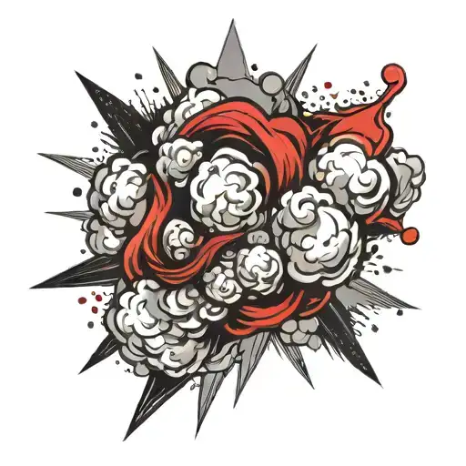 punk explosion cloud with red tattoo design idea