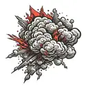 punk explosion cloud with red tattoo design idea