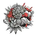 punk explosion cloud with red tattoo design idea