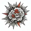 punk explosion cloud with red tattoo design idea