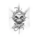 who cares if hell awaits, we're having drinks at heaven's gate tattoo design idea