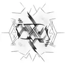 three lines vertical going cross tattoo design idea