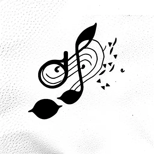 music and nature tattoo design idea