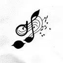 music and nature tattoo design idea