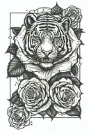 cyber sigilism rose with tiger tattoo design idea