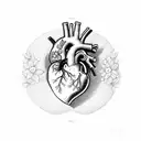 anatomical heart with flowers  tattoo design idea