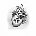 anatomical heart with flowers  tattoo design idea