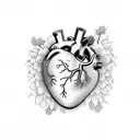 anatomical heart with flowers  tattoo design idea