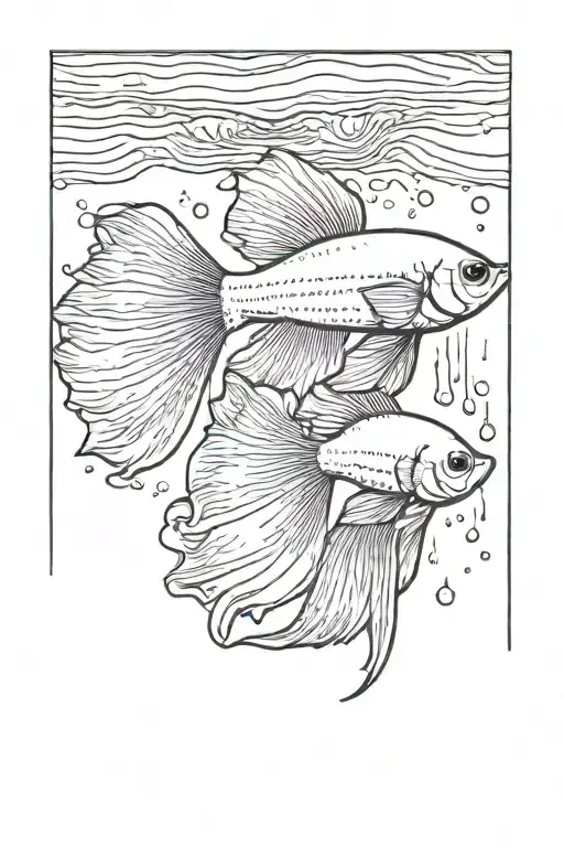 betta fish swimming tattoo design idea