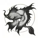 cyber sigil betta fish tattoo design idea