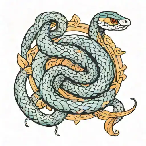 cool delicate trap snake tattoo design idea