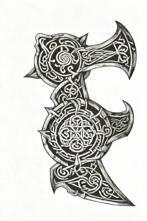 Incorporate Viking axes and Celtic spirals in a forearm tattoo tattoo design idea