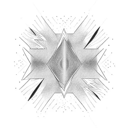 Sound waves framed by a lightning-shaped frame tattoo design idea