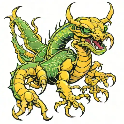 scorpion transition to dragon tattoo design idea