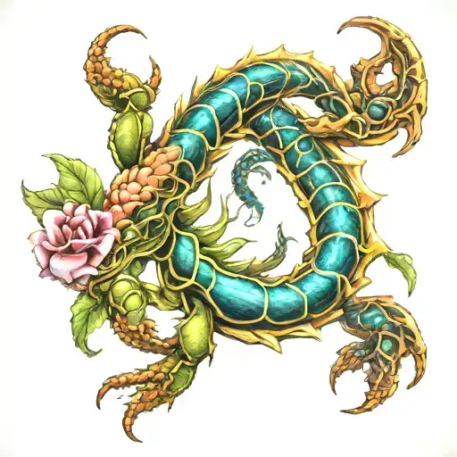 scorpion transition to dragon tattoo design idea