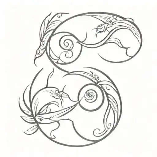 gemini and pisces zodiac sign tattoo design idea