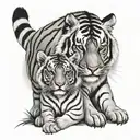 tiger with cub tattoo design idea