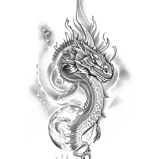 A mesmerizing tattoo featuring a water dragon and an earth dragon tattoo design idea