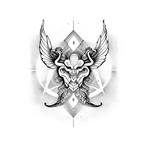 A harmonious blend of the Virgo and Scorpio symbols in a dotwork style tattoo design idea