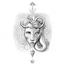 A unique representation of the Virgo and Scorpio zodiac signs in a sketch style tattoo design idea